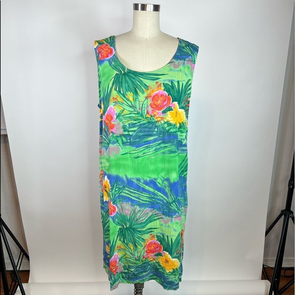 Vintage JAMS WORLD tropical Hawaii vacation cotton floral dress XL